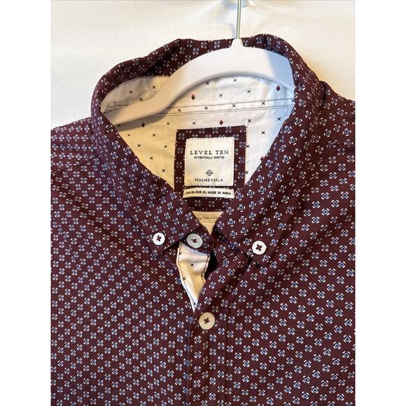 Level Ten Men’s XL Retro Preppy Short Sleeve Button Down Shirt Business Office - Picture 4 of 11